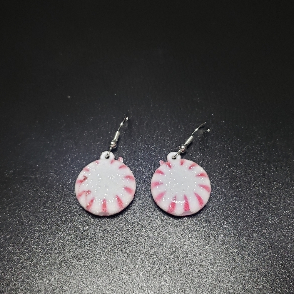 glitter peppermint dangling earrings